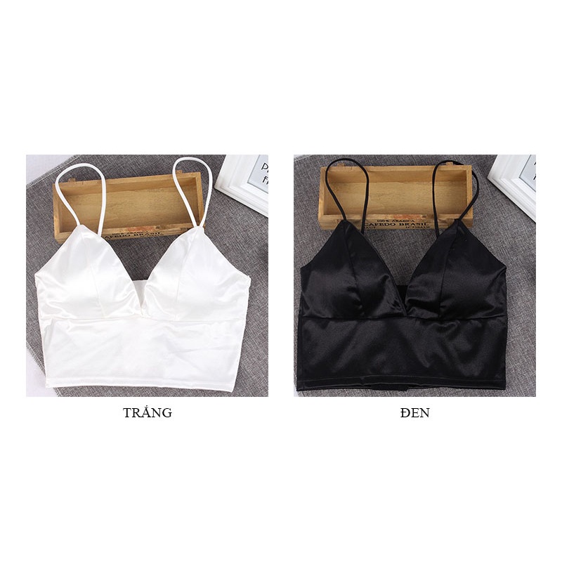 Áo bra 2 dây phi lụa bóng đệm mỏng đai bản to che mỡ cực mát LAVENUSA AL84