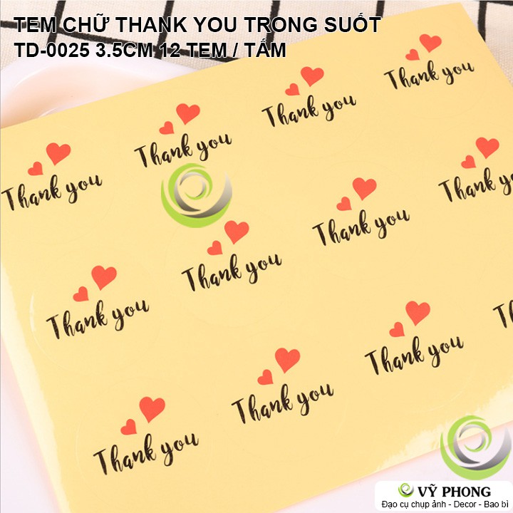 TEM DÁN STICKER TRONG SUỐT CHỮ THANK YOU TRONG SUỐT TRANG TRÍ BAO BÌ TÚI HỘP QUÀ TẶNG TD-0025