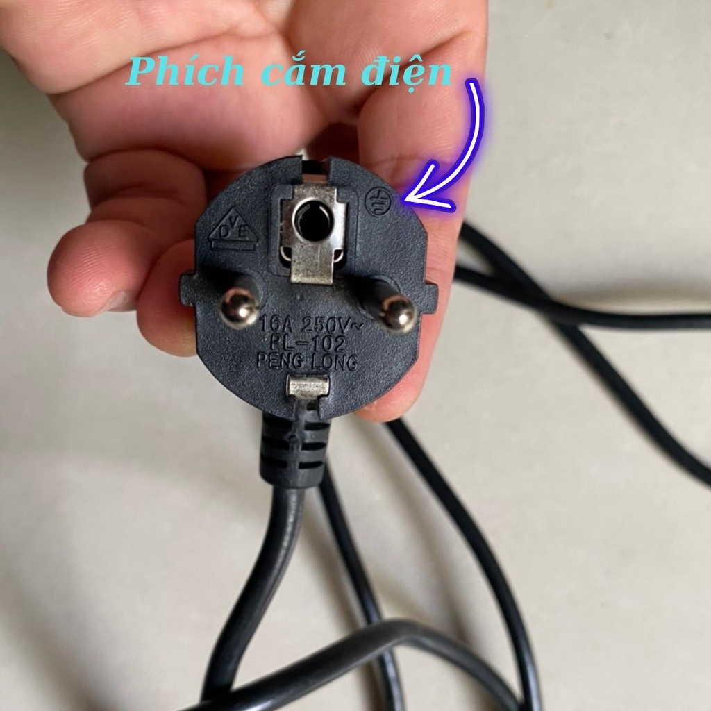 Dây điện nguồn máy chế biến sữa đậu nành Gali, 1 phích cắm, 2 chuôi ghim cấu tạo dây đồng và nhựa hàng nhập khẩu Alate