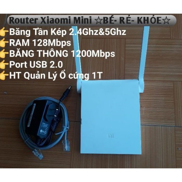 Bộ phát wifi Xiaomi Mi Gen 3, xiaomi mini, MIR3 AC1200 băng tần kép rom Padavan có IPTV