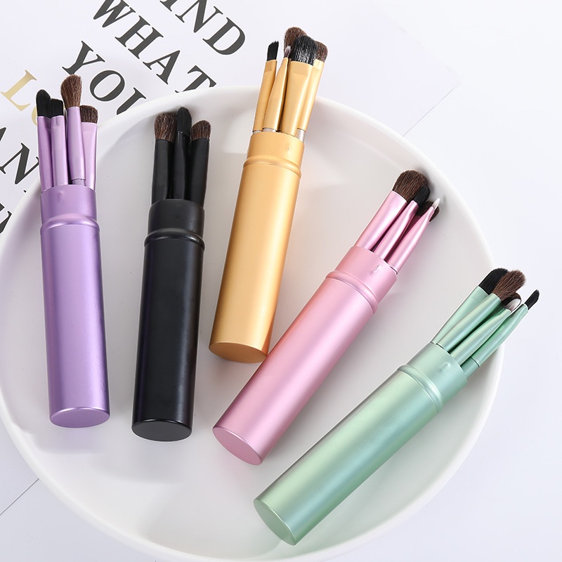 Set 5 Cọ Trang Điểm Mắt / Lông Mày Mềm Mại Với Tay Cầm Nhựa Tiện Dụng