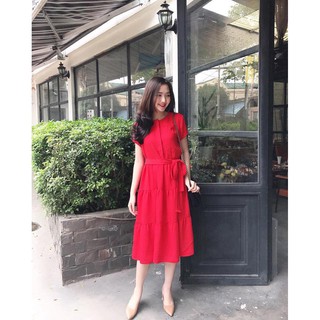 [SALE HẾT HÀNG] ĐẦM 3 TẦNG EO THẮT XINH (Màu đỏ)