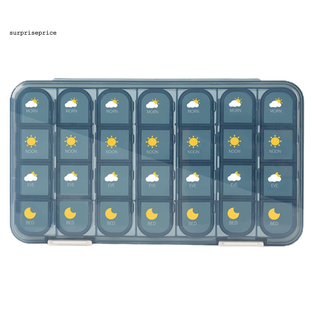 SPA Lidded Pill Holder 7-day Vitamin Pills Organizer Reusable Household Supplies