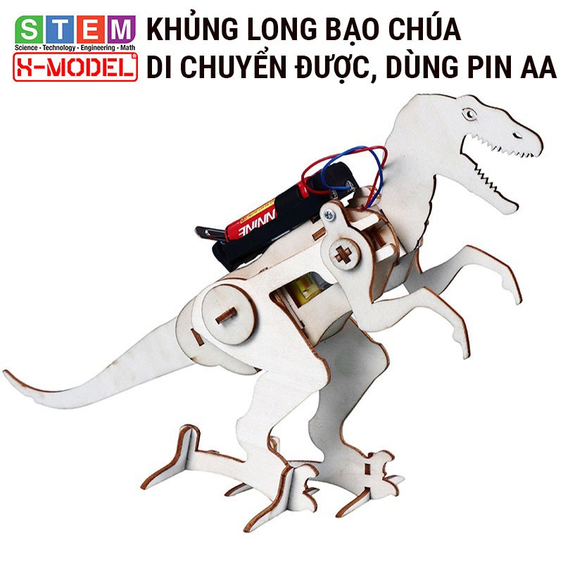 Bộ đồ chơi khoa học tự làm robot tự động khủng long bằng gỗ cho bé X- MODEL Đồ chơi tự làm DIY| Giáo dục STEM, STEAM