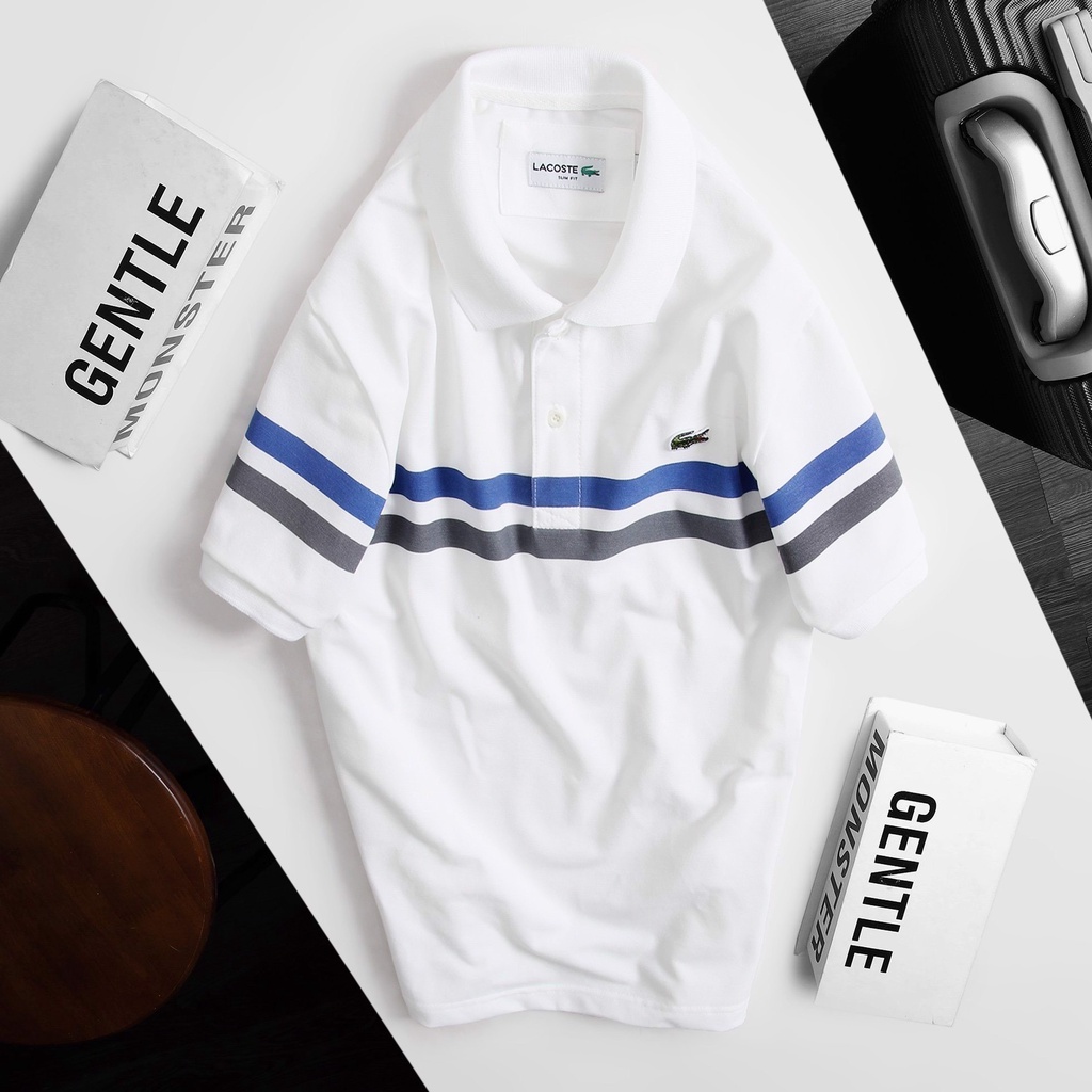 Áo Thun Nam Cộc Tay Polo Có Cổ Lacoste Sọc Ngang 3 Màu Hàng Vnxk Loại Xịn có size nhỏ XS