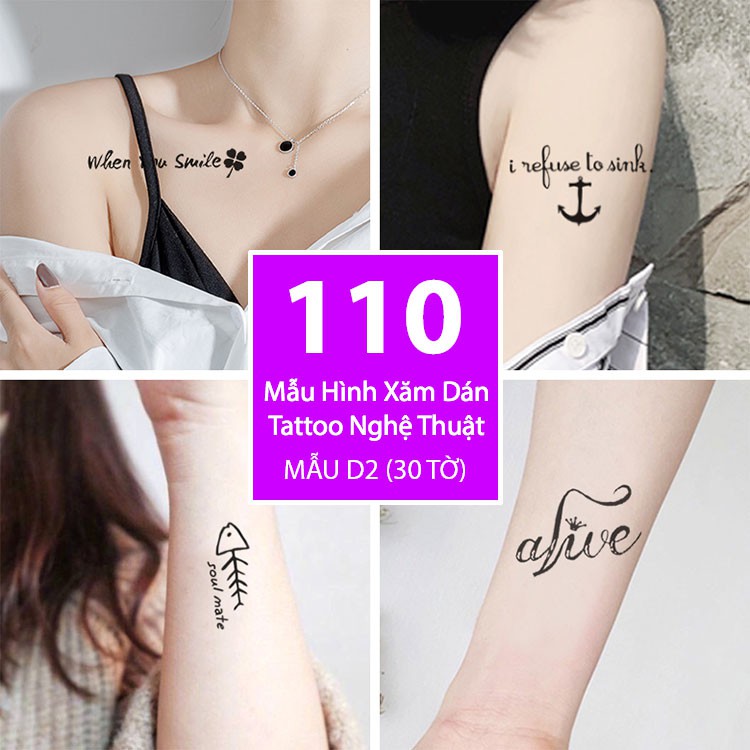Bộ 110 Mẫu Hình Xăm Dán, Hình Xăm Tattoo Cao Cấp Combo 30 Tờ - Mẫu D2