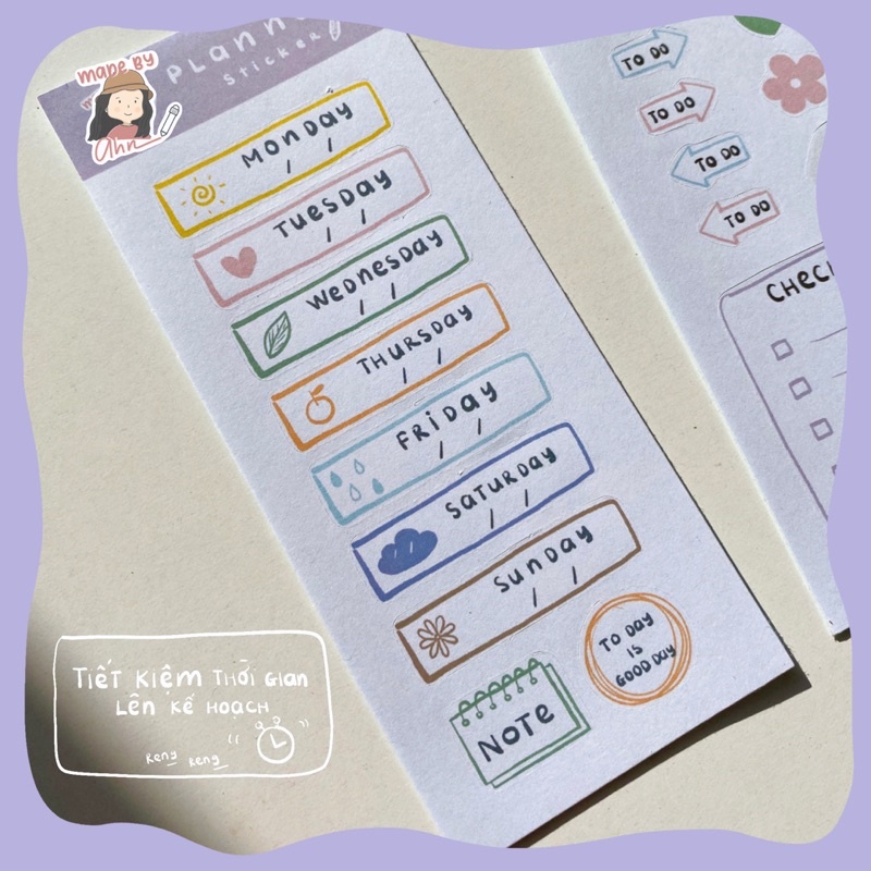 Set Sticker PLANNER lên kế hoạch cho sổ tay, Bullet Journal - MADE BY AHN thiết kế