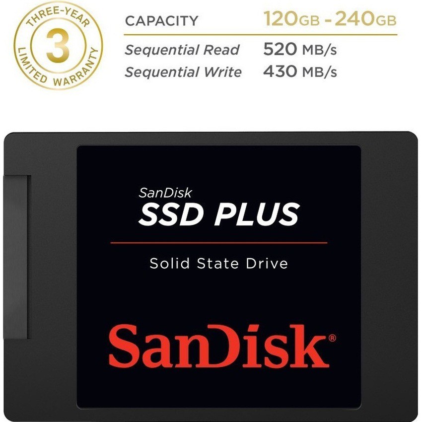 Ổ cứng SSD Sandisk Plus 120GB 530MB/s (Đen)