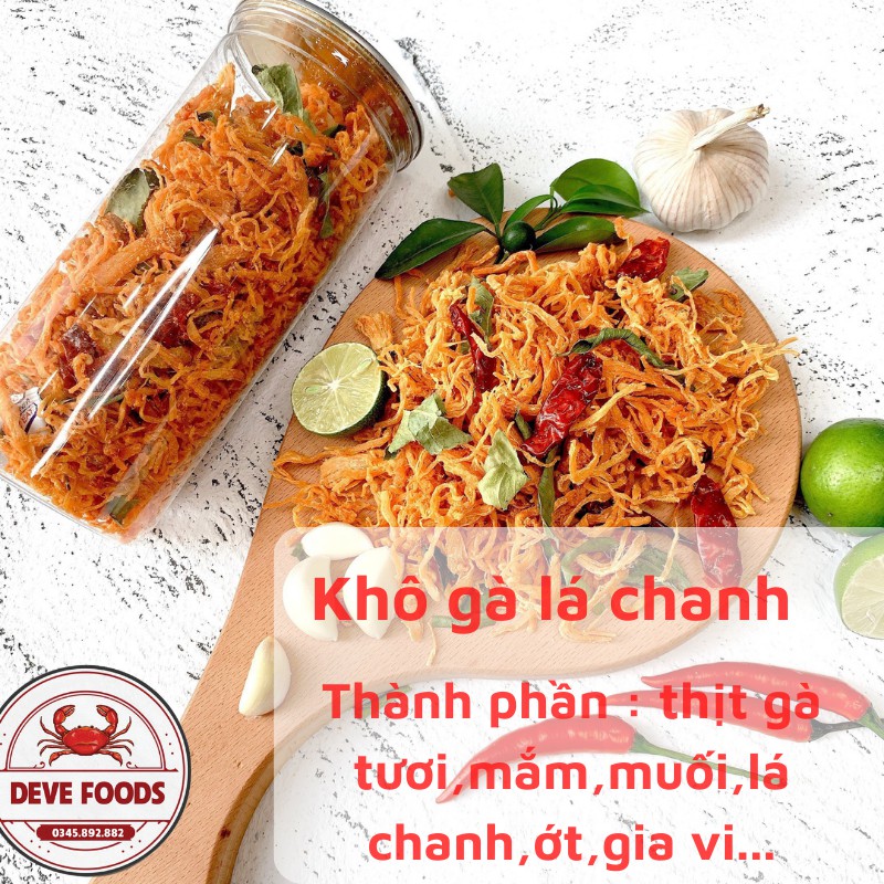 Khô gà lá chanh 300g DeVe Food, đồ ăn vặt Hà Nội, vừa ngon vừa rẻ | BigBuy360 - bigbuy360.vn