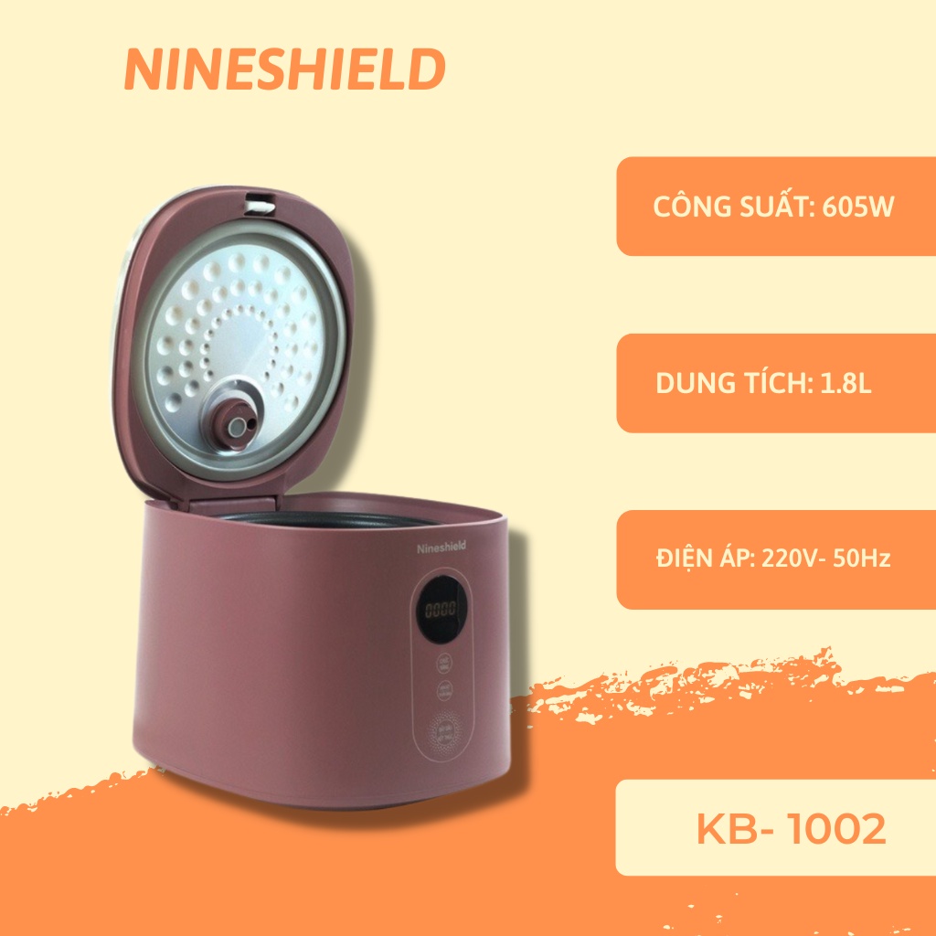 Nồi cơm điện tử Nồi cơm điện tử 3L Nineshield KB-1002 với đầy đủ các chức năng nấu canh/cháo/cơm/súp- Bảo hành 12 tháng
