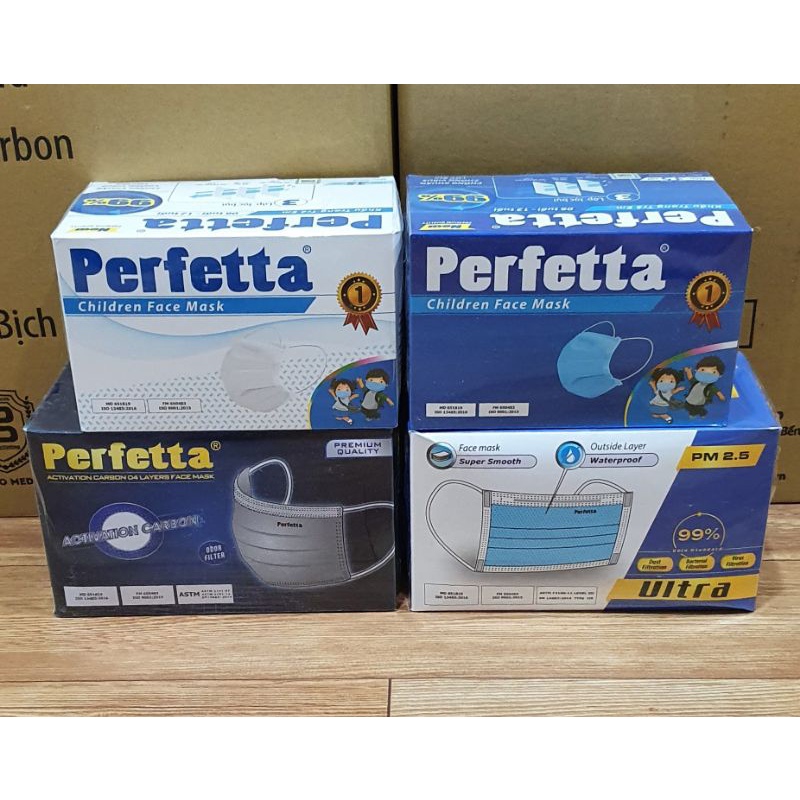 Khẩu Trang Y Tế cao cấp 😷 Perfetta trẻ em 😷 Perfetta Ultra xanh 😷 Perfetta than hoạt tính.
