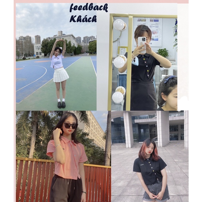 Áo POLO có cổ dáng croptop chất cotton siêu mát, kết hợp với quần công sở, chân váy, mặc cực đẹp