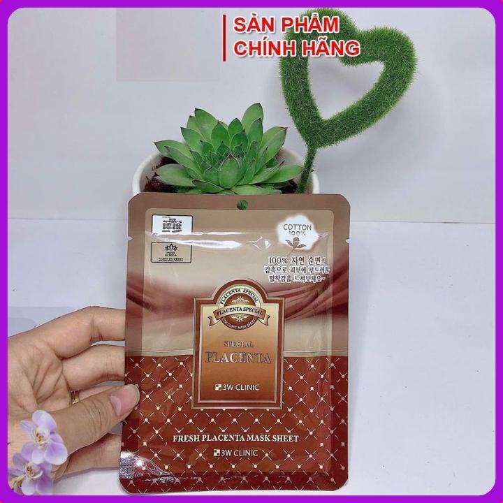 1 Mặt nạ tinh chất nhau thai cừu 3W CLINIC FRESH PLACENTA MASK SHEET 23g - Mặt nạ Giấy dưỡng trắng da hàn quốc