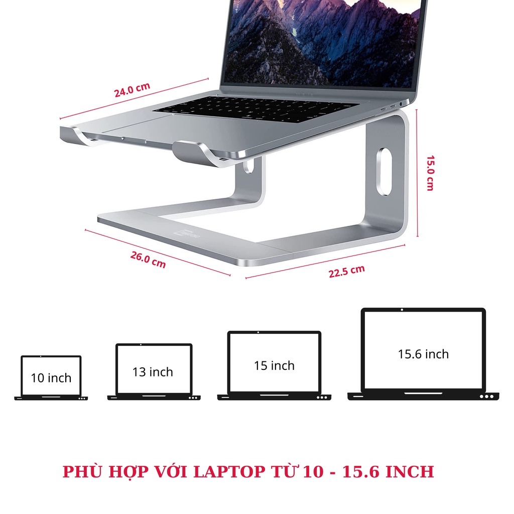 Giá Đỡ Máy Tính Laptop Macbook Hợp Kim Nhôm Cao Cấp Tháo Rời Tiện Lợi - Hàng Chính Hãng Tamayoko