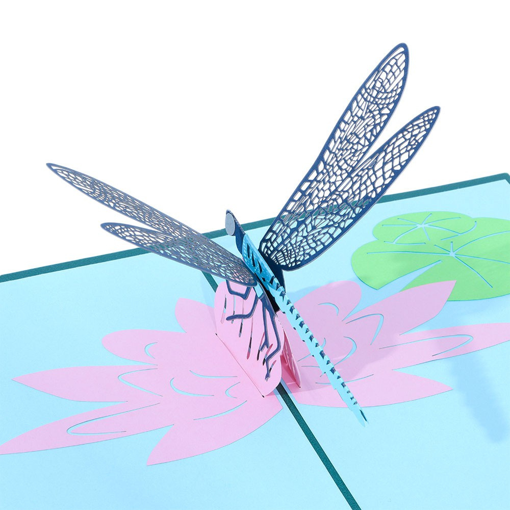 💜DLWLRMA💜 Hollow 3D Pop Up Card Special Occasion Greeting Card Love Pop Dragonfly Specialty Paper Gift Mother's Day Flowers Hobby Birthday