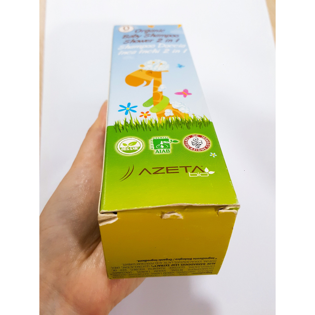 (Date04/2022)Dầu Tắm Gội Organic 2In1 AZETAbio An Toàn Cho Làn Da Bé Sơ Sinh 200ml