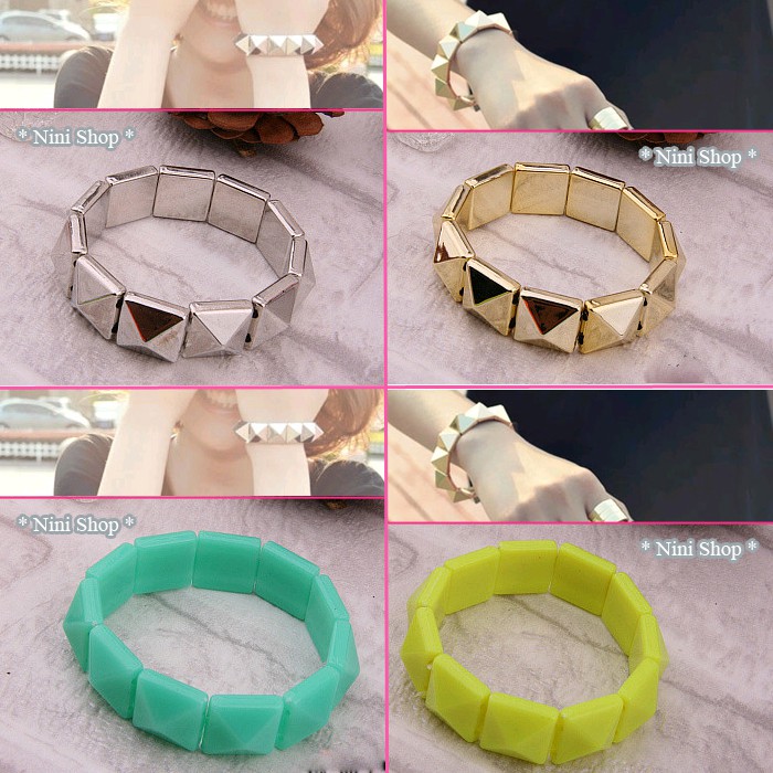 Vòng tay đinh vuông cá tính - free size (5 màu)