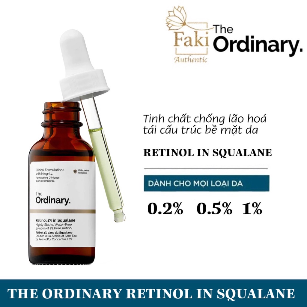 [Bill Hãng] The Ordinary Retinol 0,2 - 1% in Squalance 30ml - Tinh chất giảm mụn, chống lão hoá - Ordinary retinol