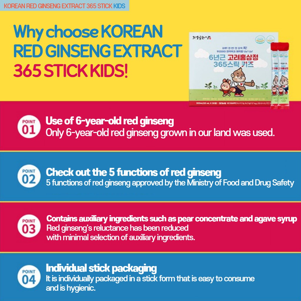 [JUNGWONSAM] KOREAN RED GINSENG EXTRACT 365 STICK KIDS (10g x 30pcs x 1Box)