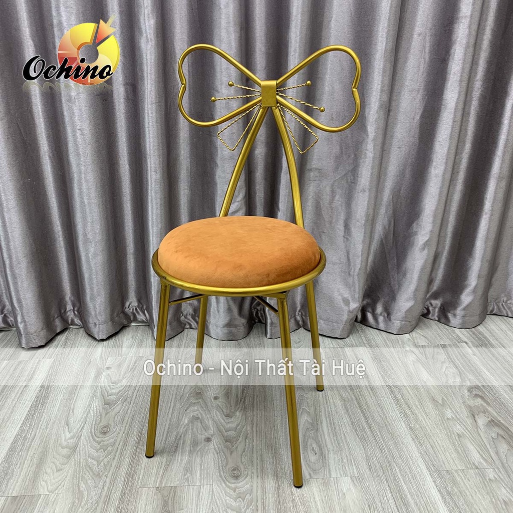 Ghế Ngồi Trang Điểm Hình Nơ Hàng Nhập Khẩu Nguyên Chiếc Mạ Vàng Sang Trọng Không Phai Màu (Đủ Màu)