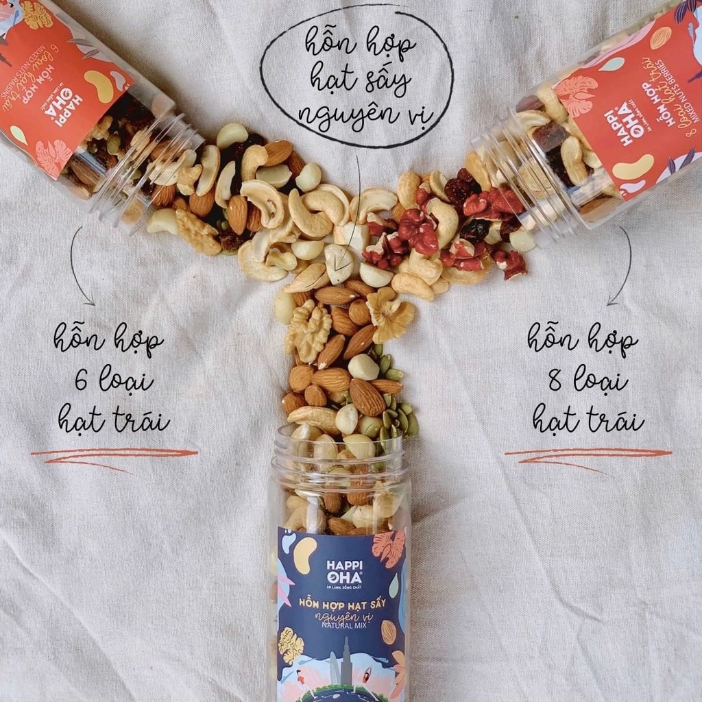 Mixed Nuts Berries HAPPI OHA - Hỗn Hợp 8 Loại Hạt Và Quả Mọng 300g