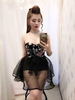 Váy cúp ngực thêu hoa 