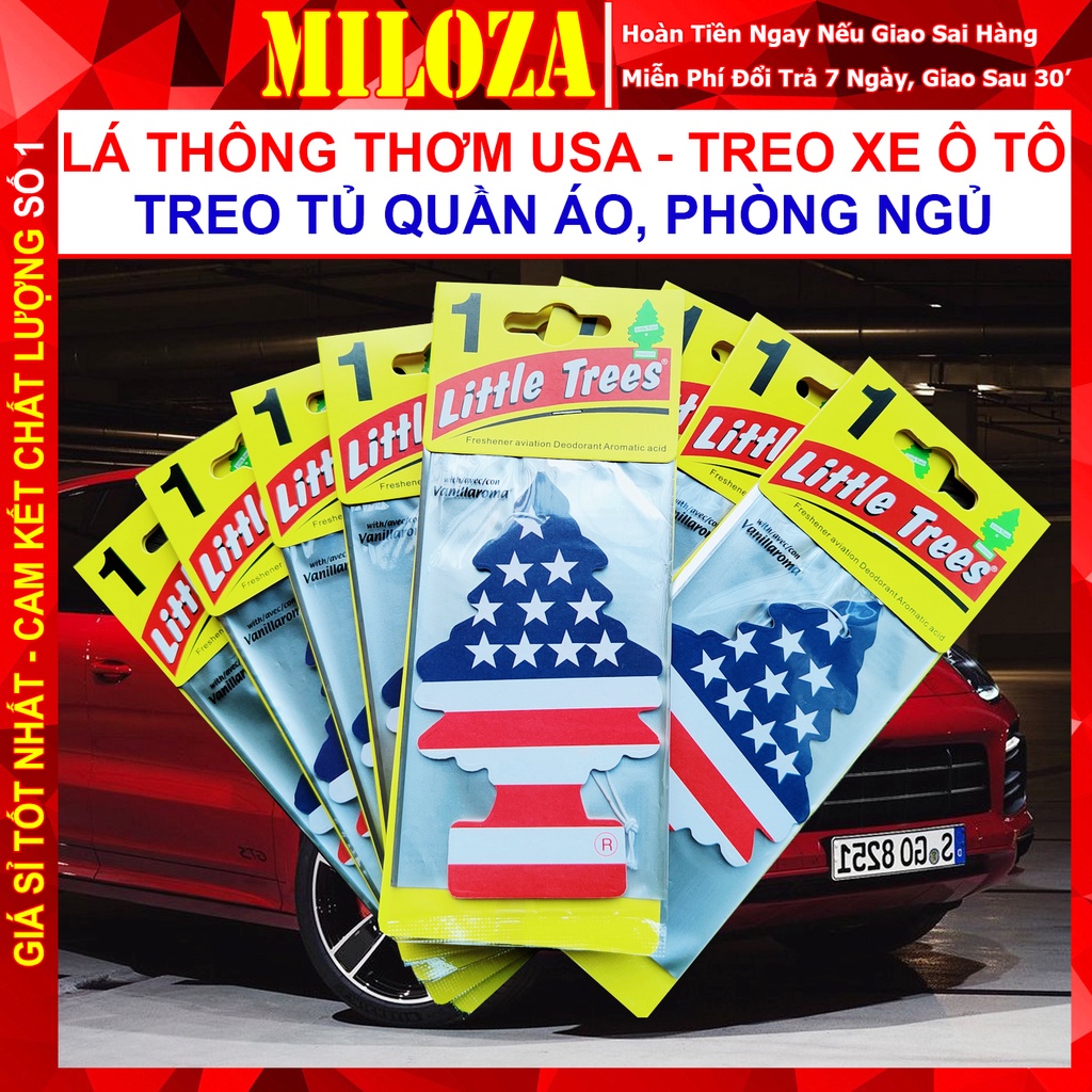 [10 LÁ] Cây Thông Thơm - Lá Thông Thơm - Little Trees Khử Mùi Ô tô, Tủ Quần Áo - Mùi Hương Dịu Nhẹ, Trang Trí Xe MILOZA