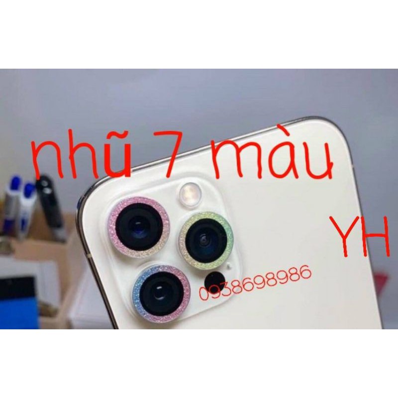 bộ dán camera nhũ 7 màu YH cho iPhone 14 pro max/14/13 pro max/13/12 pro max / 12/ 11 pro max/11/11 pro tình tế đẹp mắt