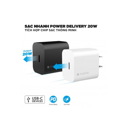 Sạc nhanh Mophie Power Delivery 20W 1 USB-C