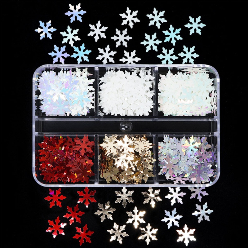 Hộp Sequin Hình Bông Tuyết / Ngôi Sao Lấp Lánh Trang Trí Móng Nghệ Thuật YOUYO