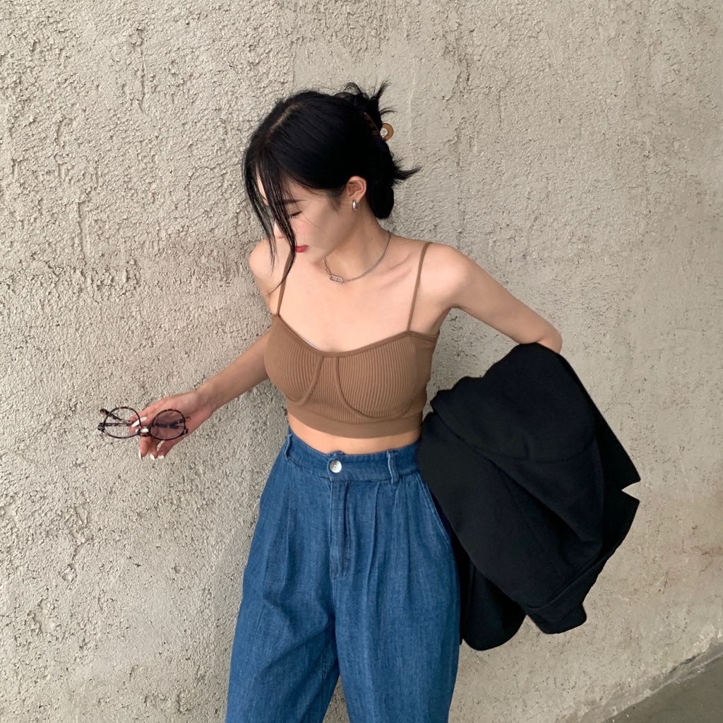 Áo Croptop Màu Trơn Dễ Phối Đồ Thời Trang Hàn Quốc