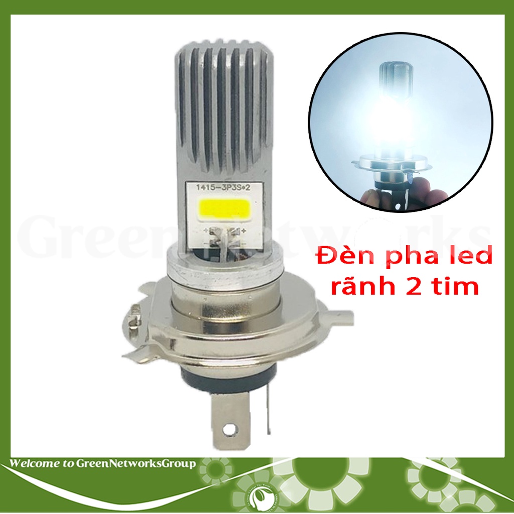 Đèn pha led xe máy Chân H4 rãnh 2 tim Greennetworks