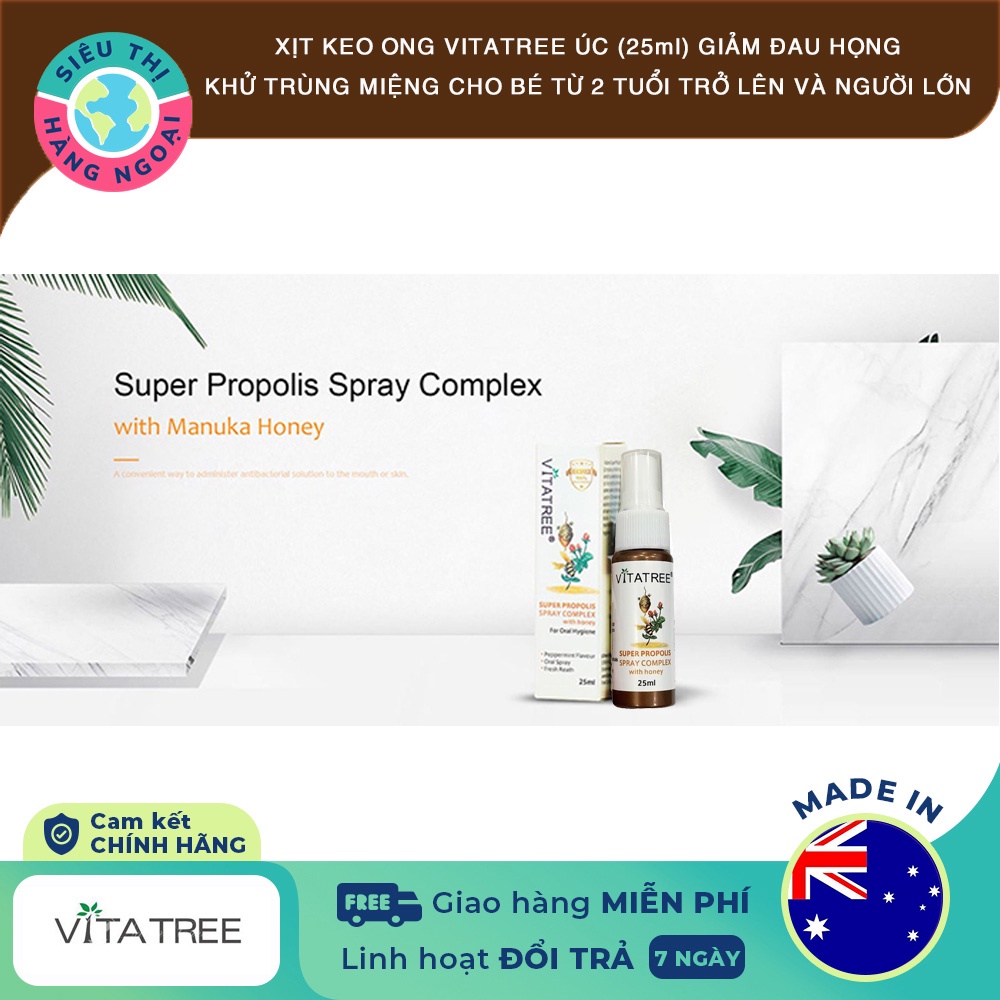 Xịt keo ong Vitatree Super Propolis Spray complex with Honey 25ml