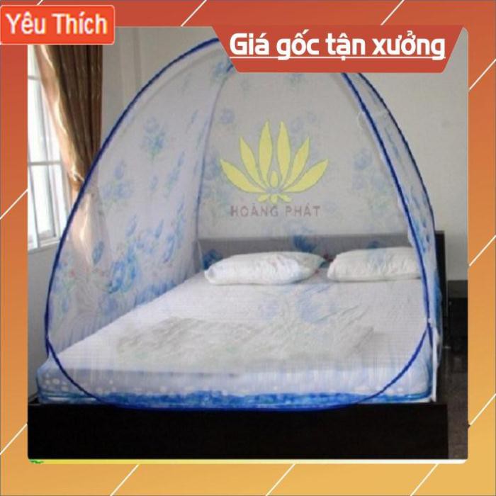 [Giảm giá đặc biệt ] Mùng chụp tự bung 1m4 x 2m Minh Long - XANH HOA