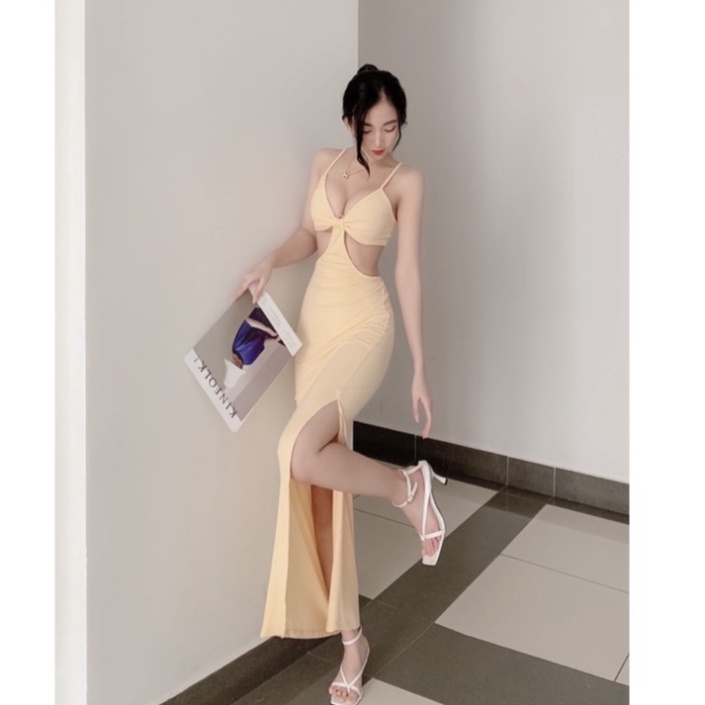 [HOT] Đầm 2 dây dài xẻ - cut eo