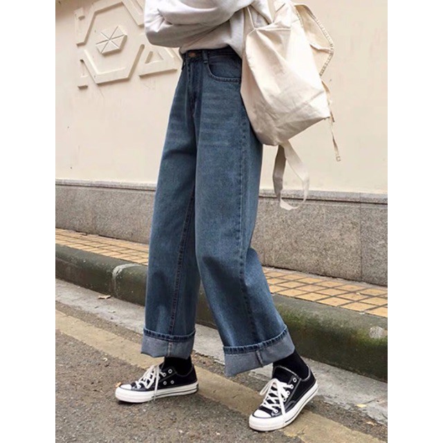 Quần bò ống rộng chất vải đẹp SIMPLE JEANS phong cách ulzzang F04