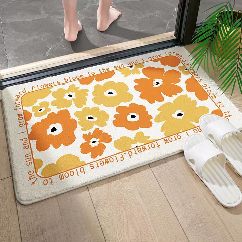 Thảm lót cửa chùi chân Họa Tiết Hoa Nhiều Màu Sắc