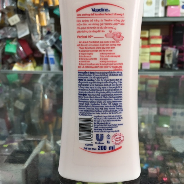 Sữa dưỡng thể Vaseline Healthy White Perfect 10 chai 200ml