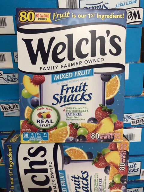 Kẹo Dẻo Welch's Fruit Snacks (80 gói/hộp) 2kg Nhập Từ Mỹ  Trọng lượng: 25.5g/gói; 80 gói/hộp