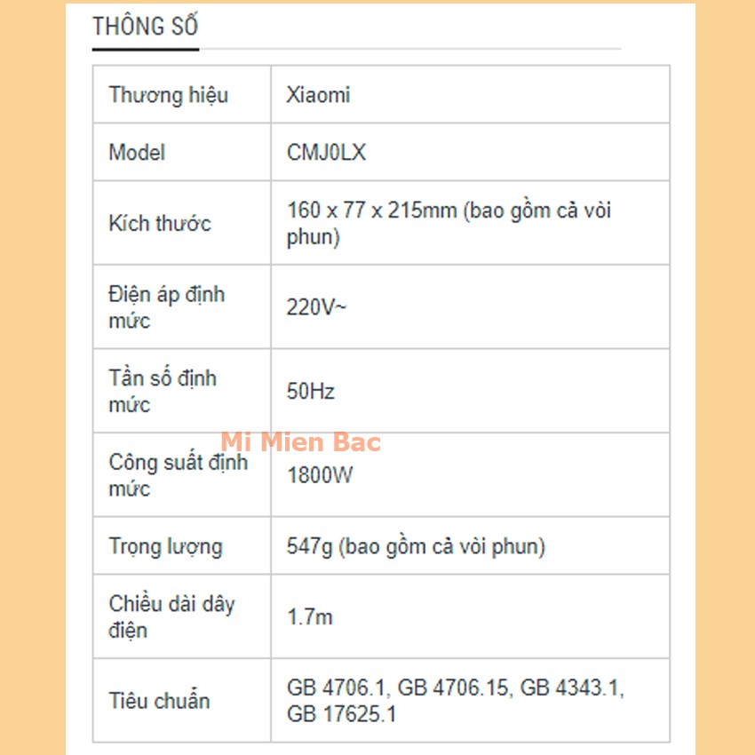 [MỚI VỀ] Máy sấy tóc Mijia, Chính hãng Xiaomi, Bổ sung ion âm chống khô tóc, Công suất lớn 1800w sấy khô nhanh