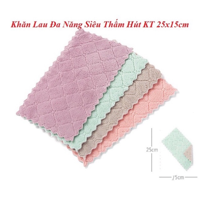 Khăn lau đa năng nhà bếp cao cấp 2 mặt siêu thấm nước siêu mềm mại 15x25cm