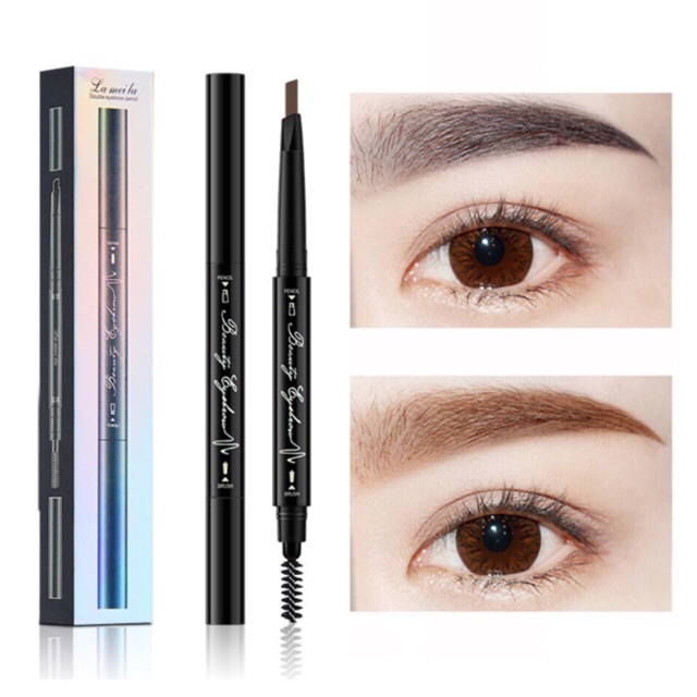 Chì Kẻ Mày Lameila Double Effect hai đầu chống nước nước không trôi.