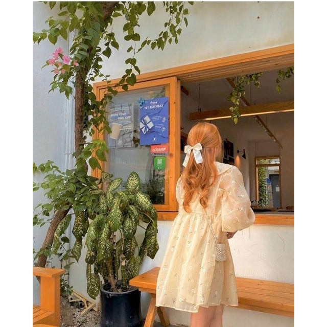 Đầm bbd hoa cổ sen tay bo chun🖤