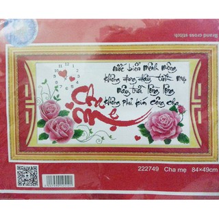 Tranh thêu chữ thập đồng hồ cha mẹ 222749