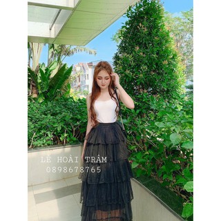 chân váy ren lưới tầng qc