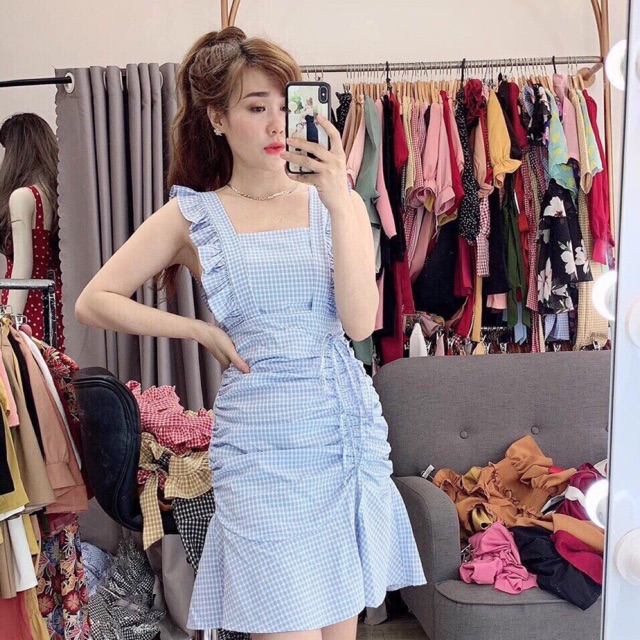 Đầm suông🌷Đầm suông caro nhún sườn 🌷FREESHIP | BigBuy360 - bigbuy360.vn