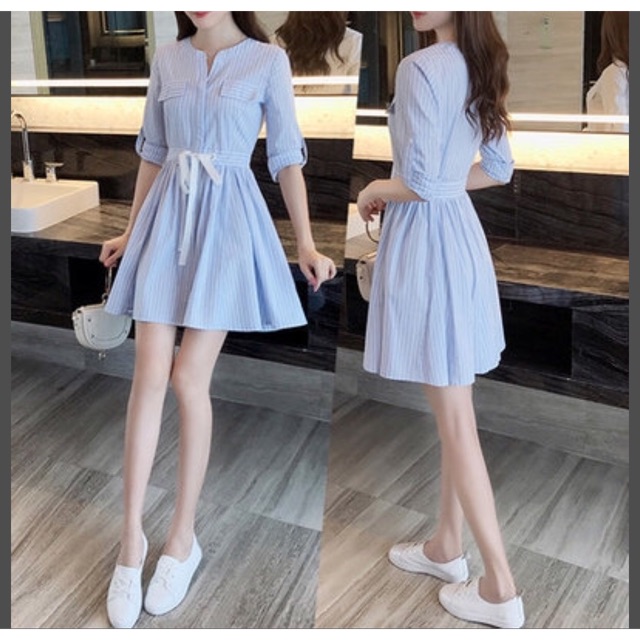 Váy sơmi tay lỡ ( có thể buông dài tay áo )