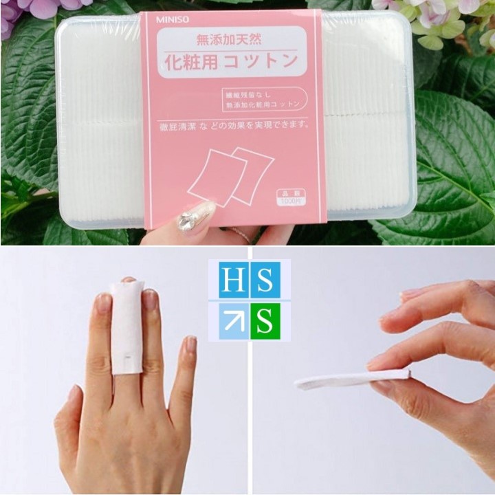 (HỘP 1000 miếng) BÔNG TẨY TRANG MINISO NHẬT BẢN 100% cotton mềm mại thấm hút tốt - HS Shop Thủ Đức