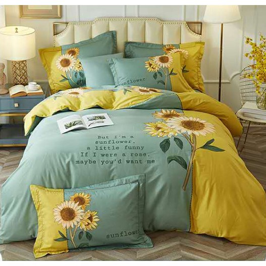 Thanh Lý Bộ Ga Gối Cotton Poly Mẫu HOA HƯỚNG DƯƠNG