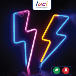 Đèn led chữ hình Tia Sét decor trang trí phòng Luci Shop led neon ánh sáng đẹp dùng Pin / Usb